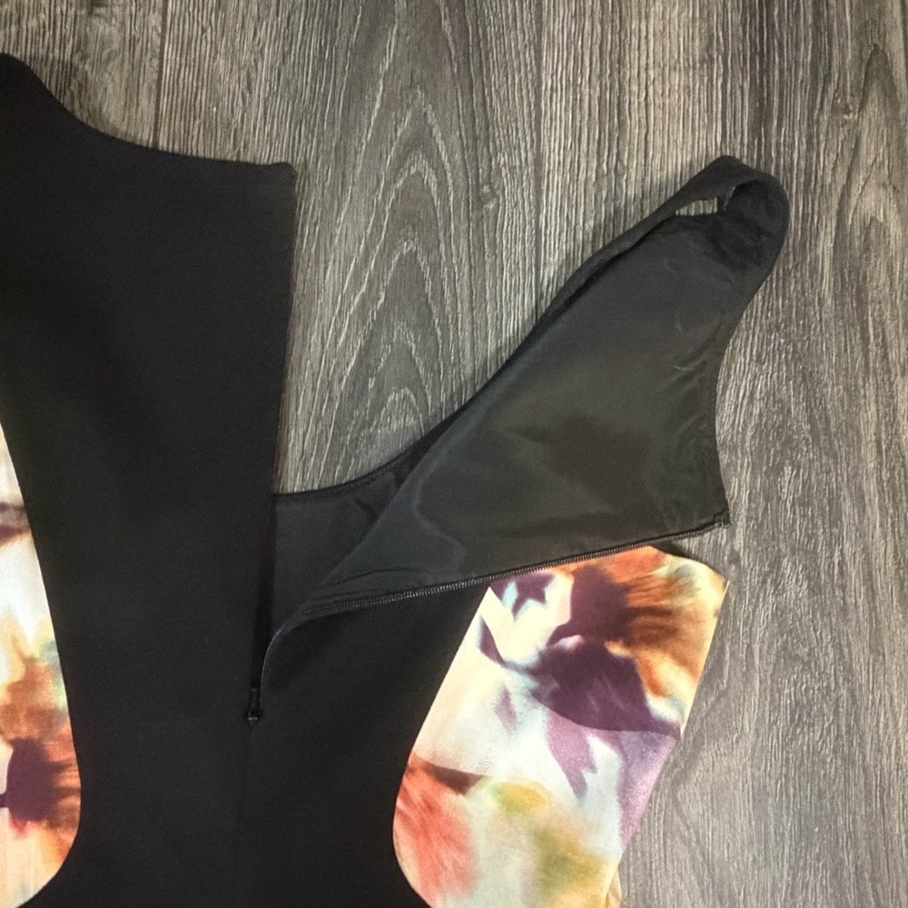 Black Halo Sheath Dress Sleeveless Color Block Floral Printed Fitted Size 2 - Picture 10 of 16